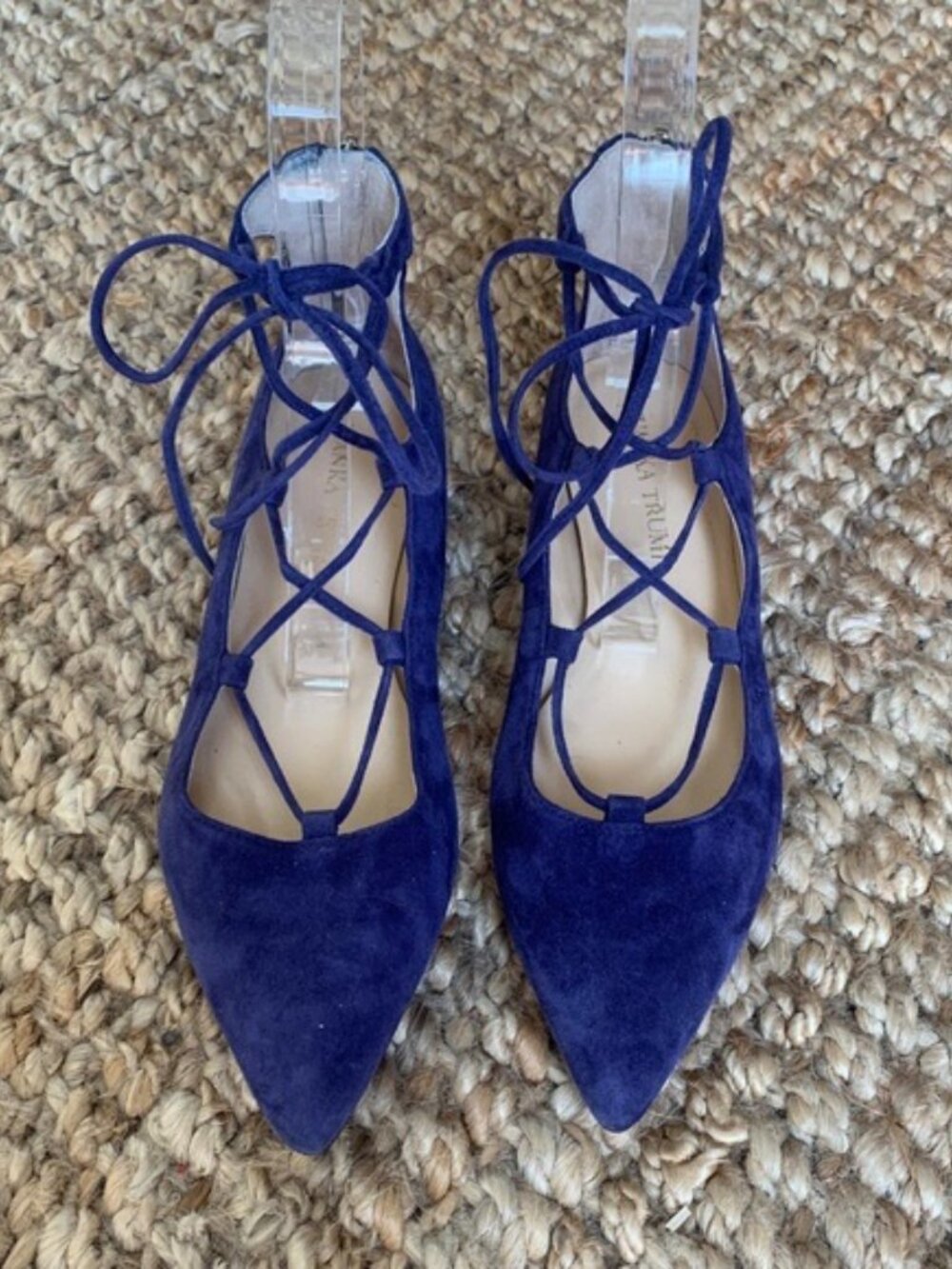 Ivanka Trump Lace Up Suede Ballet Flats 7.5